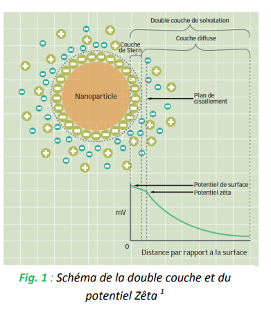 Schéma de la double couche et du potentiel Zêta